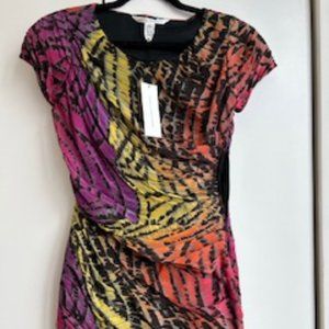 Diane Von Furstenberg New With Tags Size 2 Multicolor Silk Dress